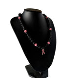 Breast Cancer Awareness Baseball Drip Necklace Rhinestone Bead Necklace Ice Collection Bling Necklace Black Pink