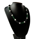 Boys Baseball Drip Necklace Rhinestone Bead Necklace Green Black White