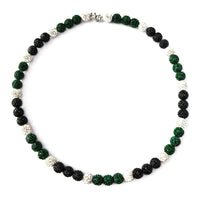 Boys Baseball Drip Necklace Rhinestone Bead Necklace Green Black White