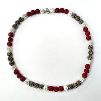 Baseball Bead Necklace for Boys Rhinestone Necklace Baseball Drip Accessories Maroon Gray White