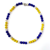 Baseball Bead Necklace Rhinestone Hockey Bling Necklace Yellow Blue White