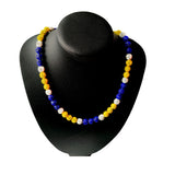 Baseball Bead Necklace Rhinestone Hockey Bling Necklace Yellow Blue White